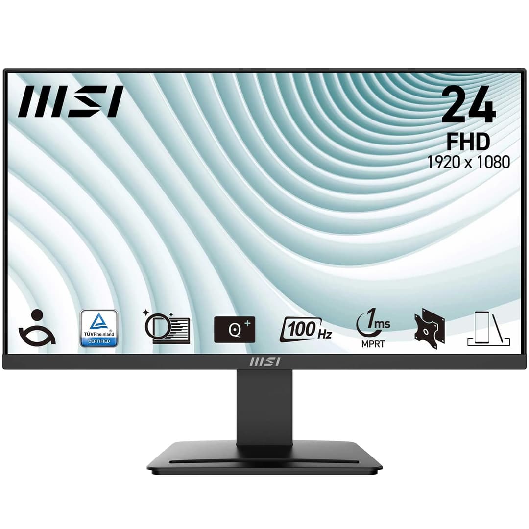 MSI Pro MP2412 Écran Bureautique 23.8" Full HD - Dalle VA 1920x1080, 100Hz, Confort Oculaire, Montage VESA, DisplayKit - HDMI 1.4b, DisplayPort 1.2a