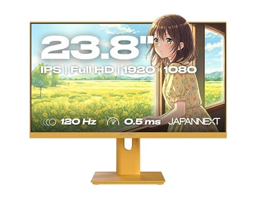 JAPANNEXT Ecran PC Gamer 23.8" IPS Full HD (1920x1080) 120Hz 0.5ms Jaune Pastel | Hauteur & Inclinaison réglable(HSP) Haut-parleurs intégrés G-Sync/FreeSync | Garantie 2 Ans | JN-IPS238G120F-HSP-YE