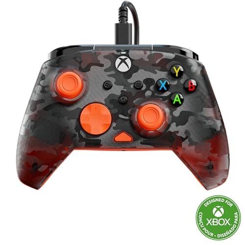 Turtle Beach Rematch Core Ghost Camo noir/orange - Manette de jeu filaire - Licence Xbox Series XS, Xbox One et PC - touches audio, moteurs de vibration et gâchettes d'impulsion, câble de 3 m