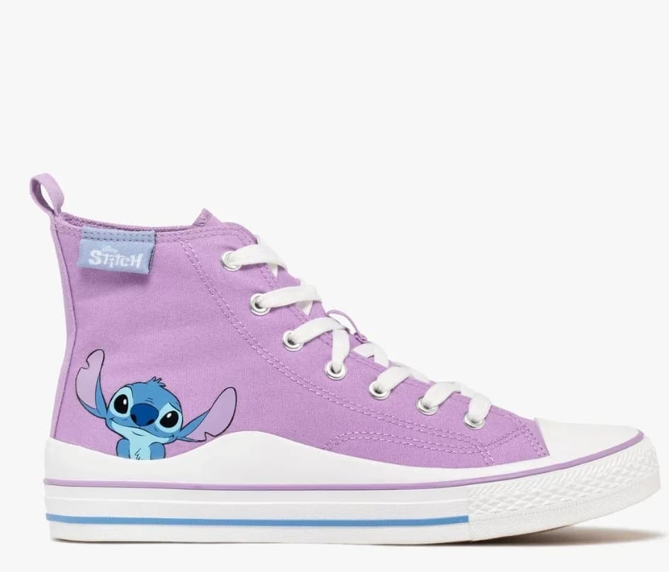 Baskets femme en toile montantes avec semelle à liserés colorés - Lilo & Stitch