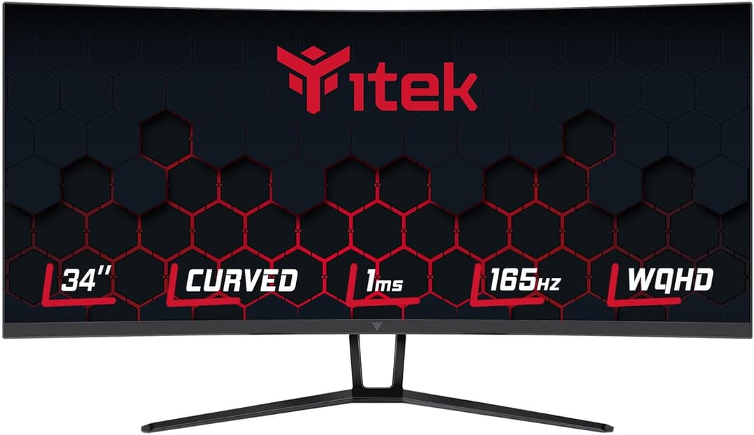 iTek Moniteur GGC - 34" incurvé R1500, résolution WQHD 3440 x 1440 UltraWide, VA, 165 Hz, 21:9, 1 ms, 2xHDMI, 2xDP, HDR400, Adapter la synchronisation 
