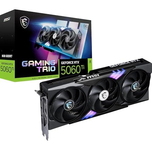 MSI NVIDIA GeForce RTX 5060 Ti 8G Gaming Trio OC Carte Graphique - 8 Go GDDR7 (28 GB/s, 128-bit), PCIe 5.0 - TRI FROZR 4 (3 x Ventilateurs STORMFORCE) - RGB - HDMI 2.1b, DisplayPort 2.1b